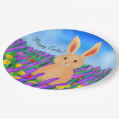 Niedlich Osterhase in den Blume Pappteller (Schrägansicht)