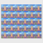 Niedlich Osterhase in den Blume personalisiert Geschenkpapier (Flach)