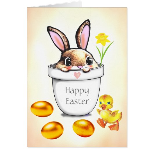 Niedlich Osterhase in der Pflanze Pot & Golden Egg (Vorne)