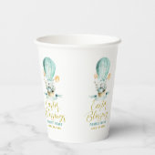 Niedlich Osterhase in einem Heißluftballon, Custom Pappbecher (Rückseite)