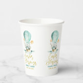 Niedlich Osterhase in einem Heißluftballon, Custom Pappbecher (Links)