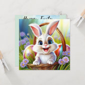 Niedlich Osterhase Karte (Vorderseite/Rückseite Beispiel)