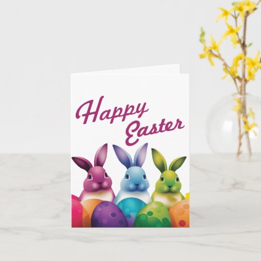 Niedlich Osterhase Karte (Gelbe Blume)