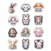 Niedlich Osterhase Kawaii Aufkleber (Vorderseite)