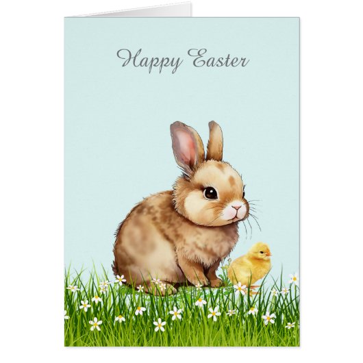 Niedlich Osterhase & Kick auf Light Blue (Vorne)