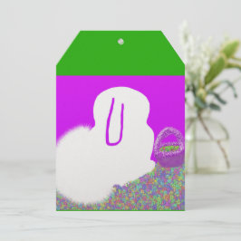 Niedlich Osterhase mit Blume Feiertagskarte