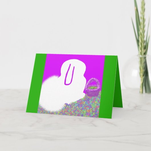 Niedlich Osterhase mit Blume-Karte Dankeskarte (Vorderseite)