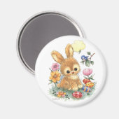 Niedlich Osterhase mit Blume und Eiern Magnet (Vorderseite/Rückseite)
