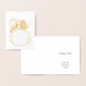 Niedlich Osterhase mit Blume und Ostereier Folienkarte (Anzeige)