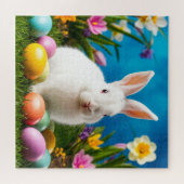 Niedlich Osterhase mit bunten Eiern Puzzle (Horizontal)