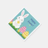 Niedlich Osterhase mit bunten Eiern Serviette (Ecke)