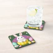 Niedlich Osterhase mit dekorativen Eiern Getränkeuntersetzer (Rechte Seite)