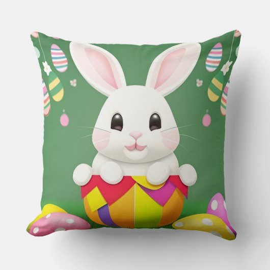 Niedlich Osterhase mit dekorativen Eiern Kissen (Vorderseite)