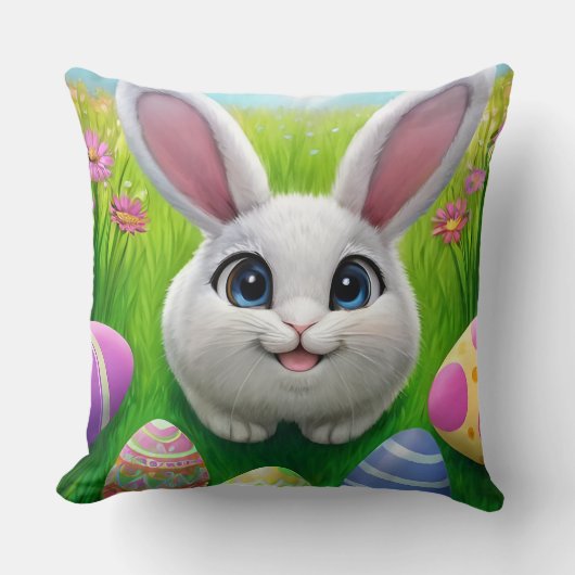 Niedlich Osterhase mit dekorativen Eiern Kissen (Vorderseite)