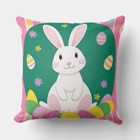 Niedlich Osterhase mit dekorativen Eiern Kissen (Vorderseite)