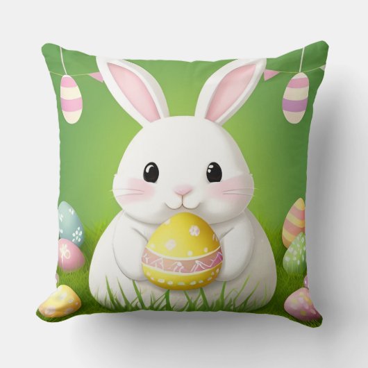 Niedlich Osterhase mit dekorativen Eiern Kissen (Vorderseite)