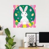 Niedlich Osterhase mit dekorativen Eiern Poster (Heimbüro)