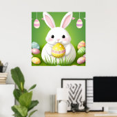 Niedlich Osterhase mit dekorativen Eiern Poster (Heimbüro)