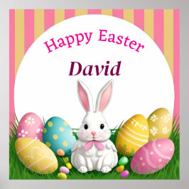 Niedlich Osterhase mit dekorativen Eiern Poster