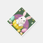 Niedlich Osterhase mit dekorativen Eiern Serviette (Ecke)