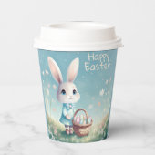 Niedlich Osterhase mit Eierkorb Pappbecher (Rückseite)