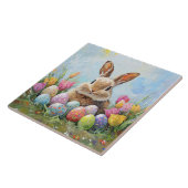 Niedlich Osterhase mit farbigen Eiern Fliese (Seite)