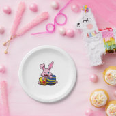 Niedlich Osterhase mit farbigen Eiern - Happy Oste Pappteller (Party)