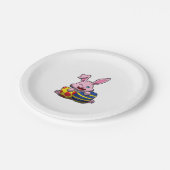 Niedlich Osterhase mit farbigen Eiern - Happy Oste Pappteller (Schrägansicht)