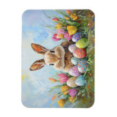 Niedlich Osterhase mit farbigen Eiern Magnet (Vertikal)