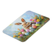 Niedlich Osterhase mit farbigen Eiern Magnet (Linke Seite)