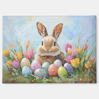 Niedlich Osterhase mit farbigen Eiern Magnet
