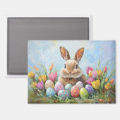 Niedlich Osterhase mit farbigen Eiern Magnet (Vorderseite/Rückseite)