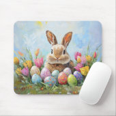 Niedlich Osterhase mit farbigen Eiern Mousepad (Mit Mouse)