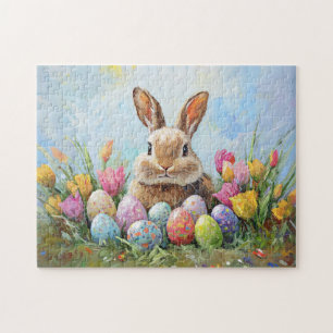Niedlich Osterhase mit farbigen Eiern Puzzle