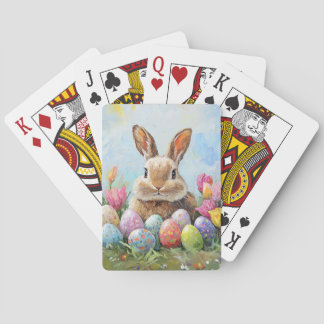 Niedlich Osterhase mit farbigen Eiern Spielkarten