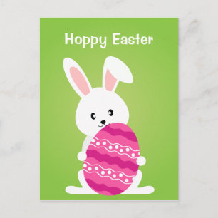 Niedlich Osterhase mit rosa Ostereier Feiertagspostkarte