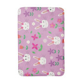 Niedlich Osterhase mit rosa, violetten Blumen Badematte (Vorderseite Vertikal)
