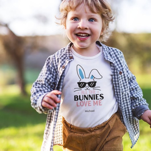 Niedlich Osterhase mit Sonnenbrille Personalisiert Baby Strampler
