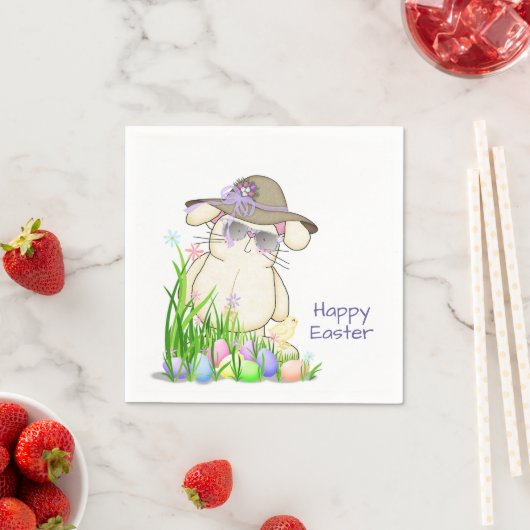 niedlich Osterhase mit Sonnenbrille Serviette (Beispiel)