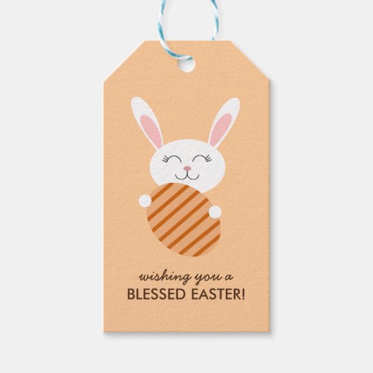 Niedlich Osterhase (Orange) Geschenkanhänger (Vorderseite)