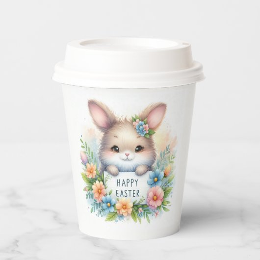 Niedlich Osterhase Osterfest Pappbecher (Vorderseite)