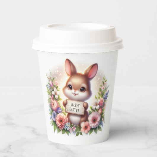 Niedlich Osterhase Osterfest Pappbecher (Vorderseite)