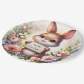 Niedlich Osterhase Osterfest Pappteller (Schrägansicht)