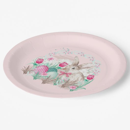 Niedlich Osterhase Pappteller (Schrägansicht)
