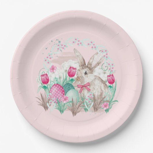 Niedlich Osterhase Pappteller (Vorderseite)