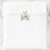 Niedlich Osterhase Quadratischer Aufkleber (Tasche)