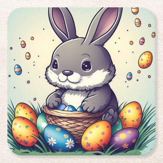 Niedlich Osterhase Rechteckiger Pappuntersetzer (Vorderseite)
