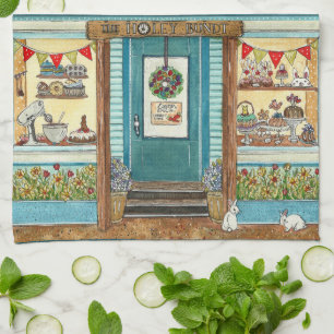 Niedlich Osterhase und Bundt Cake Shop Geschirrtuch