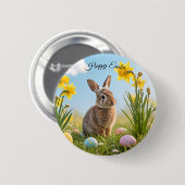 Niedlich Osterhase und Daffodin Button (Vorne & Hinten)