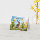 Niedlich Osterhase und Daffodin Karte (Gelbe Blume)